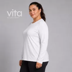 Lovito Plus Size Camiseta Feminina Esportiva De Manga Longa Proteção UV SEB1284BRL1314