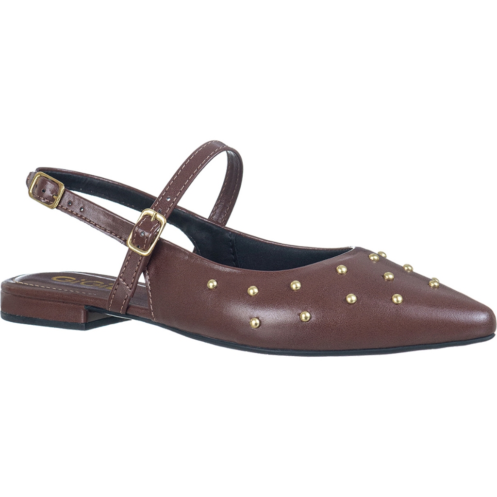 Sapatilha Feminina Slingback Bico Fino Com Tachas Douradas e Fivela Ajuste Seguro Confortável Vivi GiGiL · foto 2
