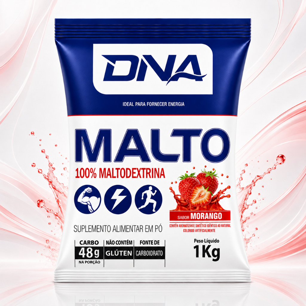 Malto Dextrina Rápida Absorção Pré Treino 1kg Sabor Morango - Dna Suplementos