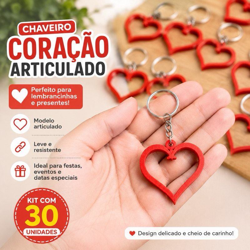 KIT Chaveiro Coração Vazado Lembrancinha Amor Vermelho Casamento Aniversário Namorado Brindes Mimos