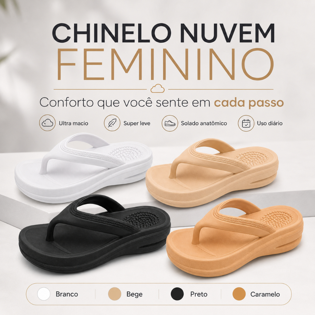Chinelo Nuvem Ortopédico Unissex Macio Confortável Antiderrapante