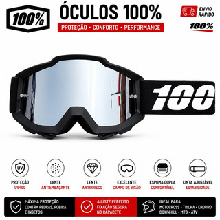 Óculos de Proteção 100% Strata Motocross Trilha UV400 Off Road MTB ATV MX Enduro Corrida Cores