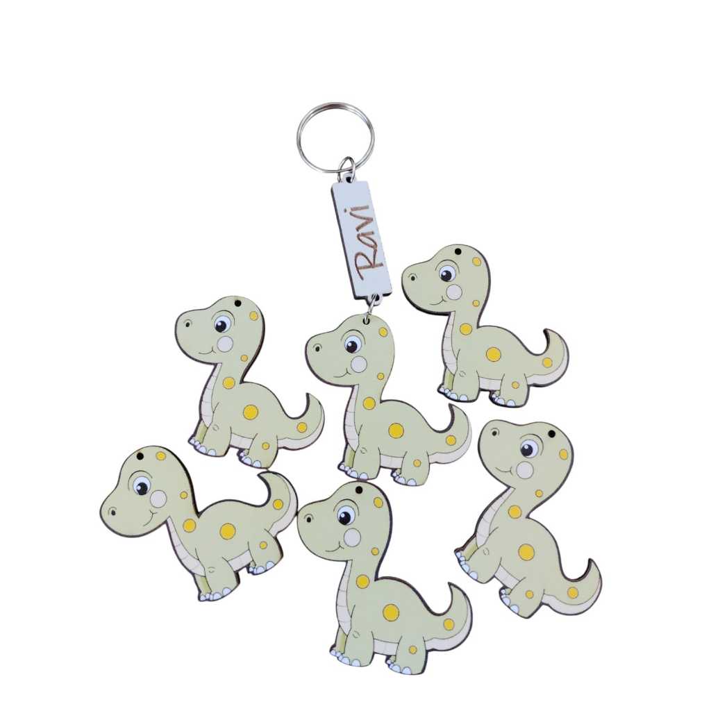 Kit Chaveiros Lembrancinha Dinossauro Baby Colorido MDF adesivado Personalizado.