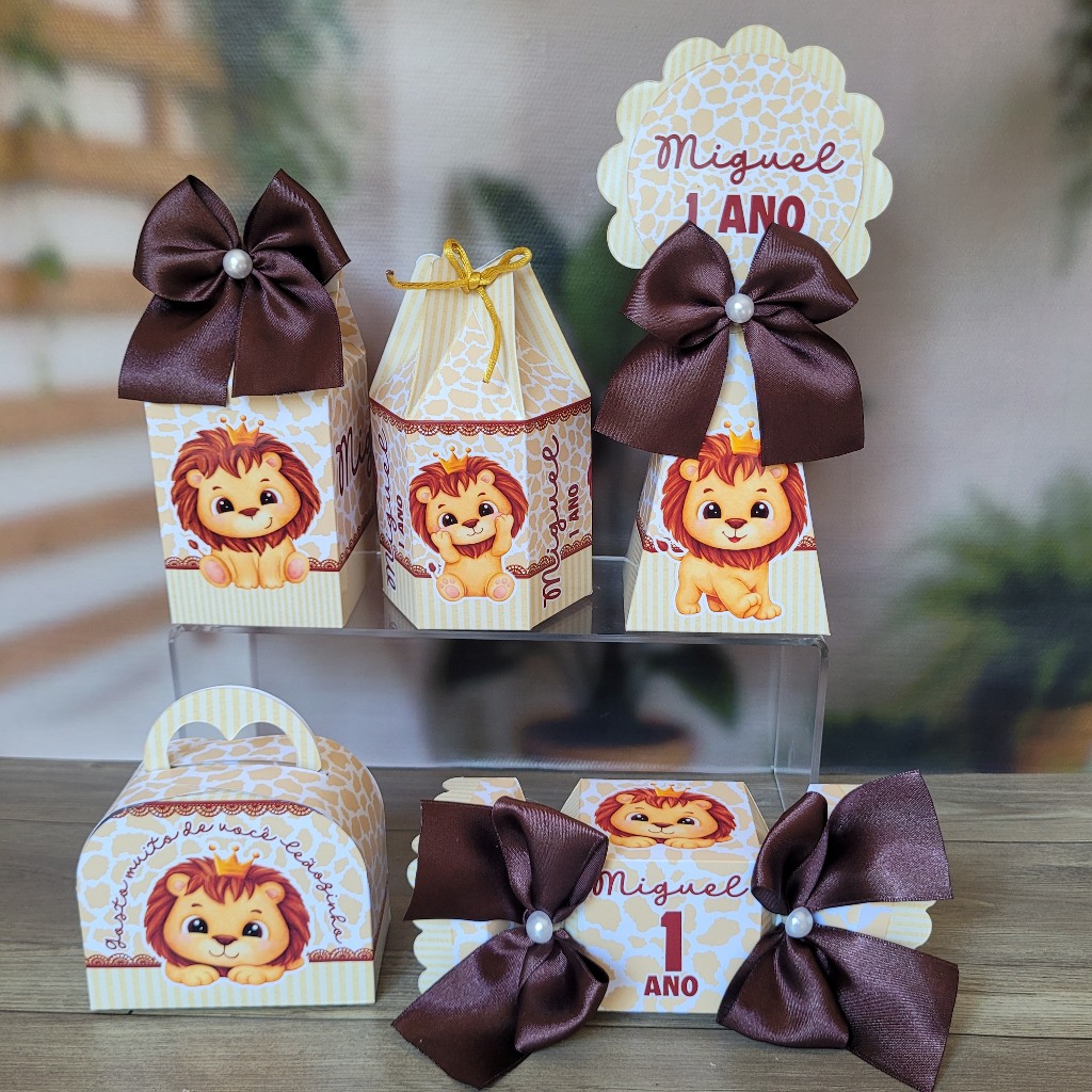 Kit Festa Leãozinho Personalizado com nome e idade - DESMONTADO - Lembrancinhas de Aniversário Infantil
