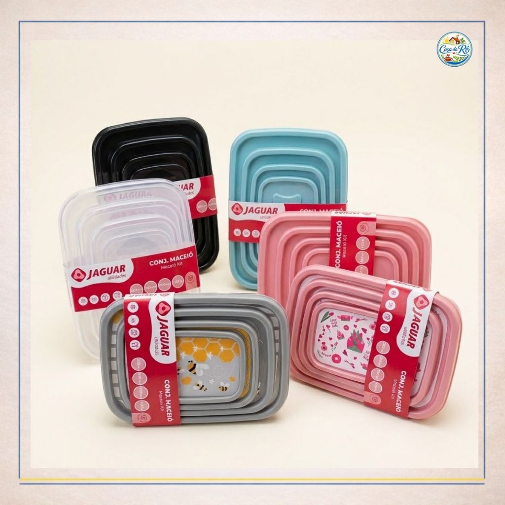 Kit Potes Plásticos Herméticos 220 420 750 1270ml Tampa Firme Organizador Cozinha BPA Free