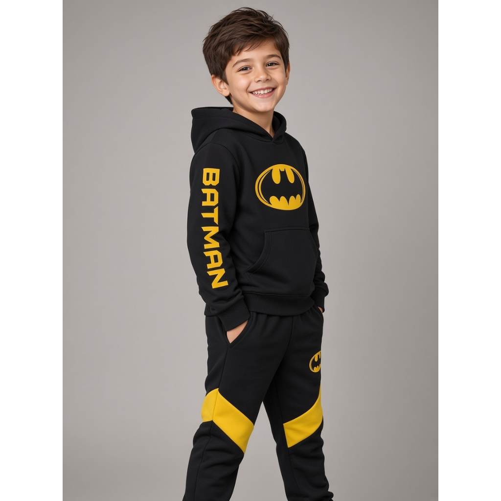 Conjunto Inverno Batman Infantil Menino Casaco Com Capuz + Calça. Sonic, Aranha short e camiseta
