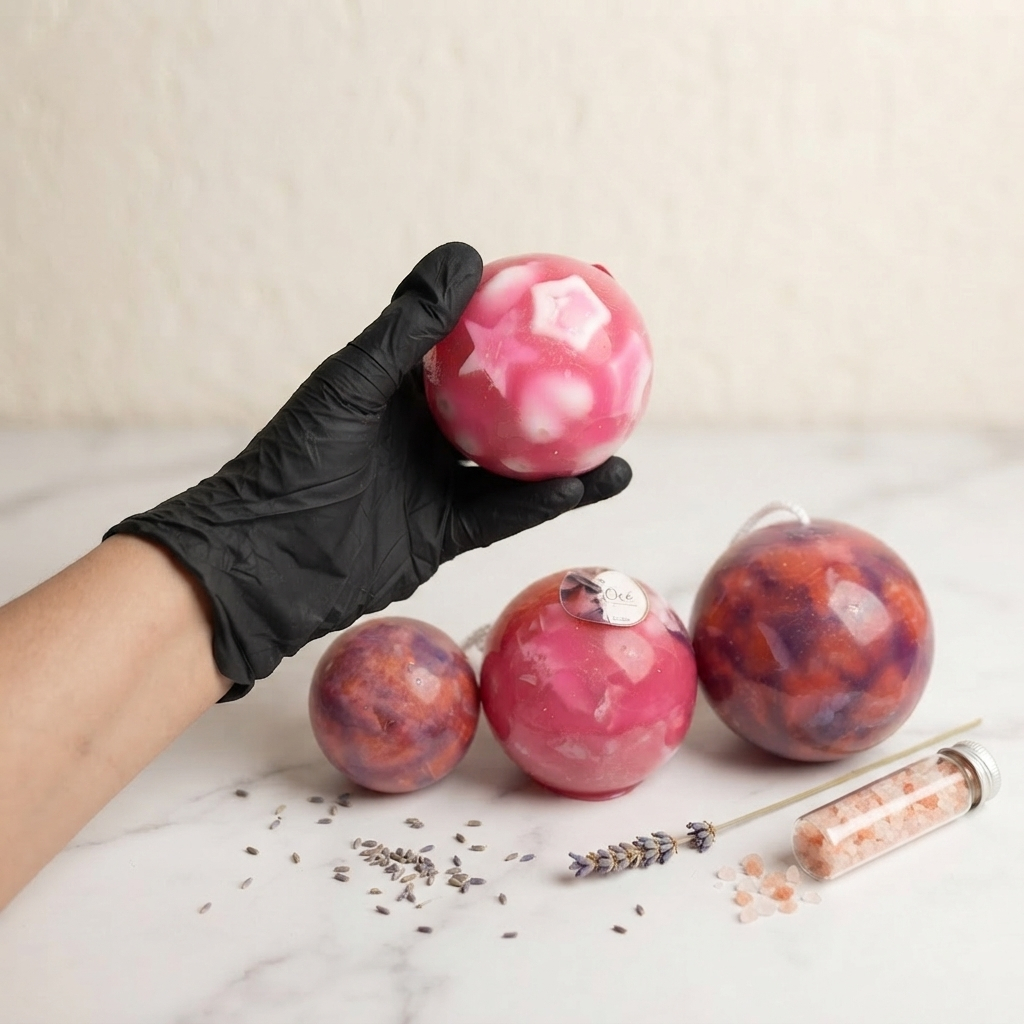 Sabonete Artesanal Esfera com Cordão – Cereja com Avelã e Extrato de Algas 🍒✨