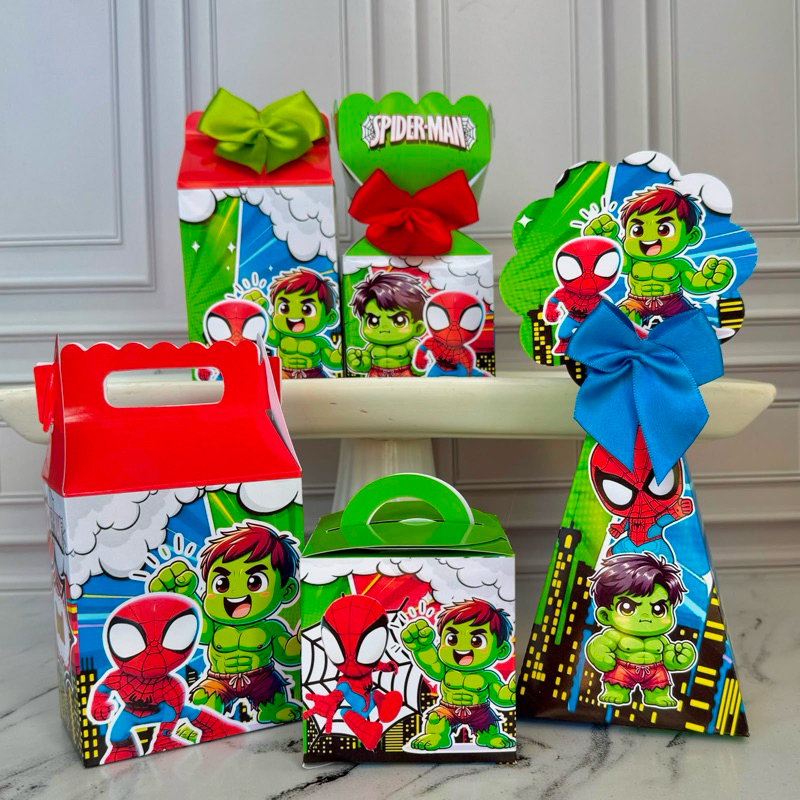 Kit Caixas Personalizadas Hulk e Homem Aranha Baby /festa/ aniversário/ mimo/personalizados/papelaria/lembrancinhas