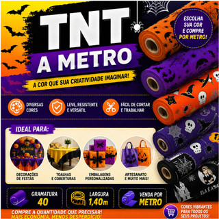 TNT a Metro 1,40m Largura Halloween Festa Decoração Artesanato Gramatura 40