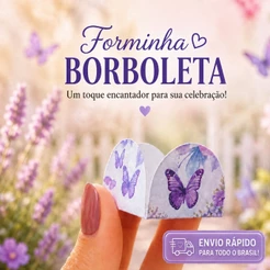 50 ~ 300 Forminhas 4 Pétalas Jardim da Borboleta Festas Aniversários Boboleta Lilás Infantil Docinho