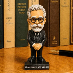 Boneco Machado de Assis 12cm | Literatura Brasileira | Decoração e Presente para Leitores