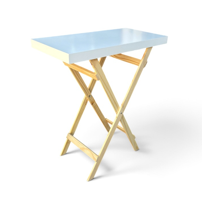 Mesa Cavalete Dobrável Mini Festa MDF e Pinus Pintada para Decoração de Festa