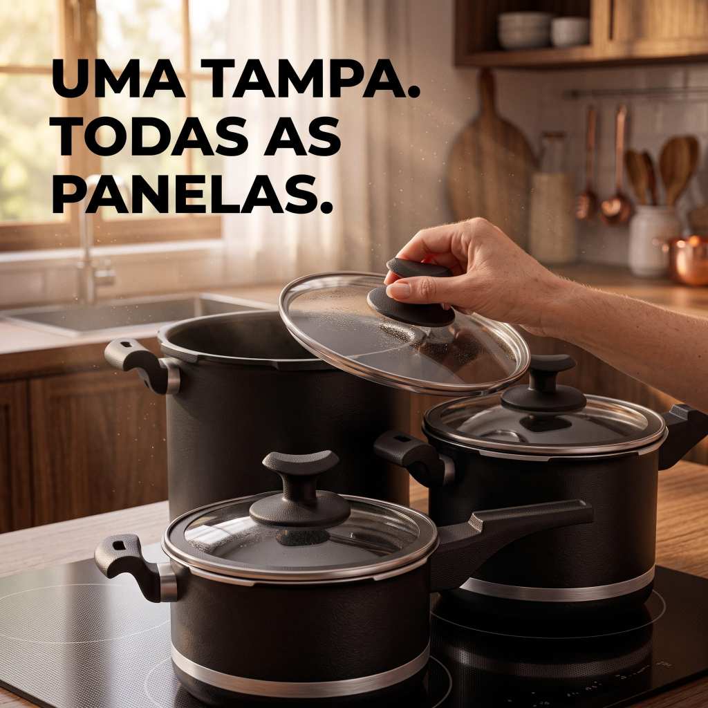 Kit Com 3 Panela de Pressão Qatar 5 Litros Antiaderente Teflon Com Tampa Externa Universal Cozinha