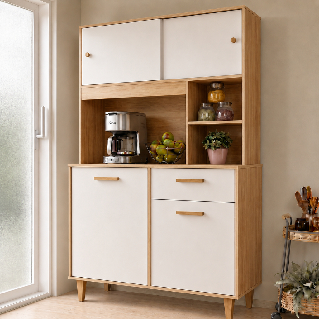 Armário de Cozinha Kit Compacto 4 Portas 1 Gaveta Organizadora Moderno - Blue Moby