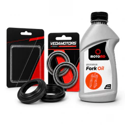 Retentor Bengala Vedamotors + Guarda Pó + Óleo Bengala Fork Oil 10w 500ml Haojue Vr150 2018 Até 2024