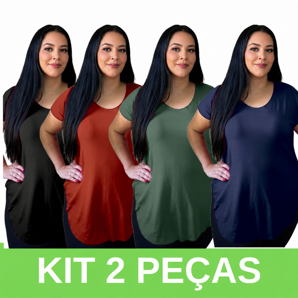 Kit 2 Blusa Feminina Plus Size Tapabumbum Sobre legging Academia