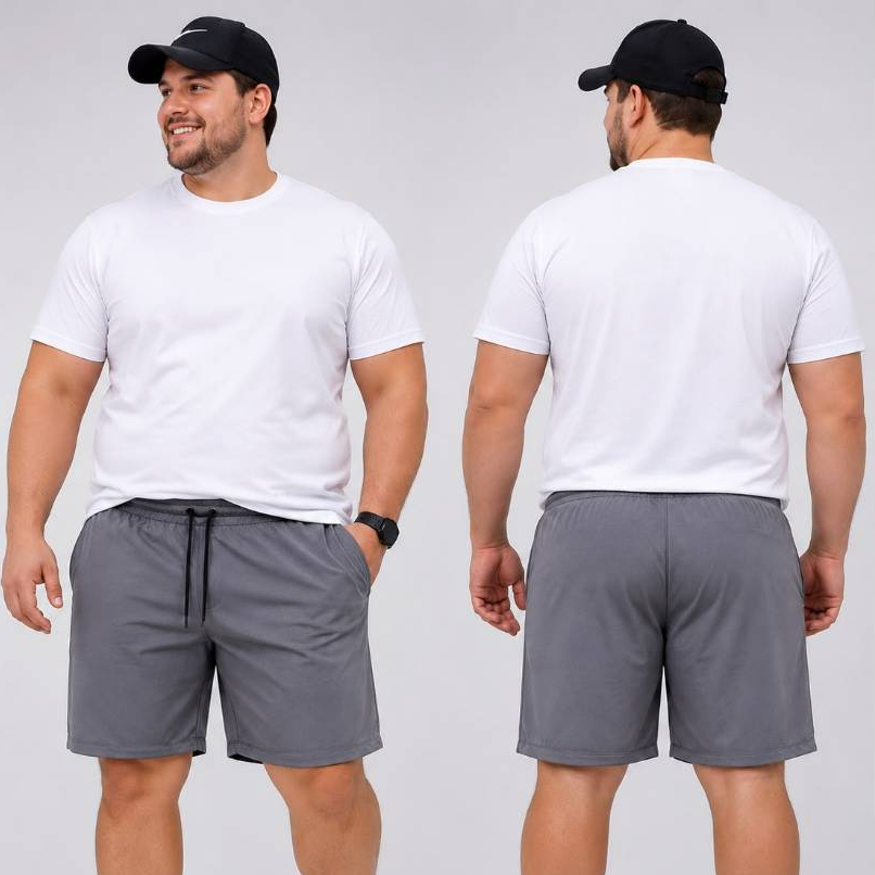 Bermuda Masculina Tactel Plus Size com Elastano Cós Elástico e Cordão Academia Praia Casual