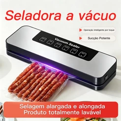 Seladora a Vácuo 6 em 1 | Selagem de 30cm | 10 Sacos a Vácuo | 127/220v | Prateado