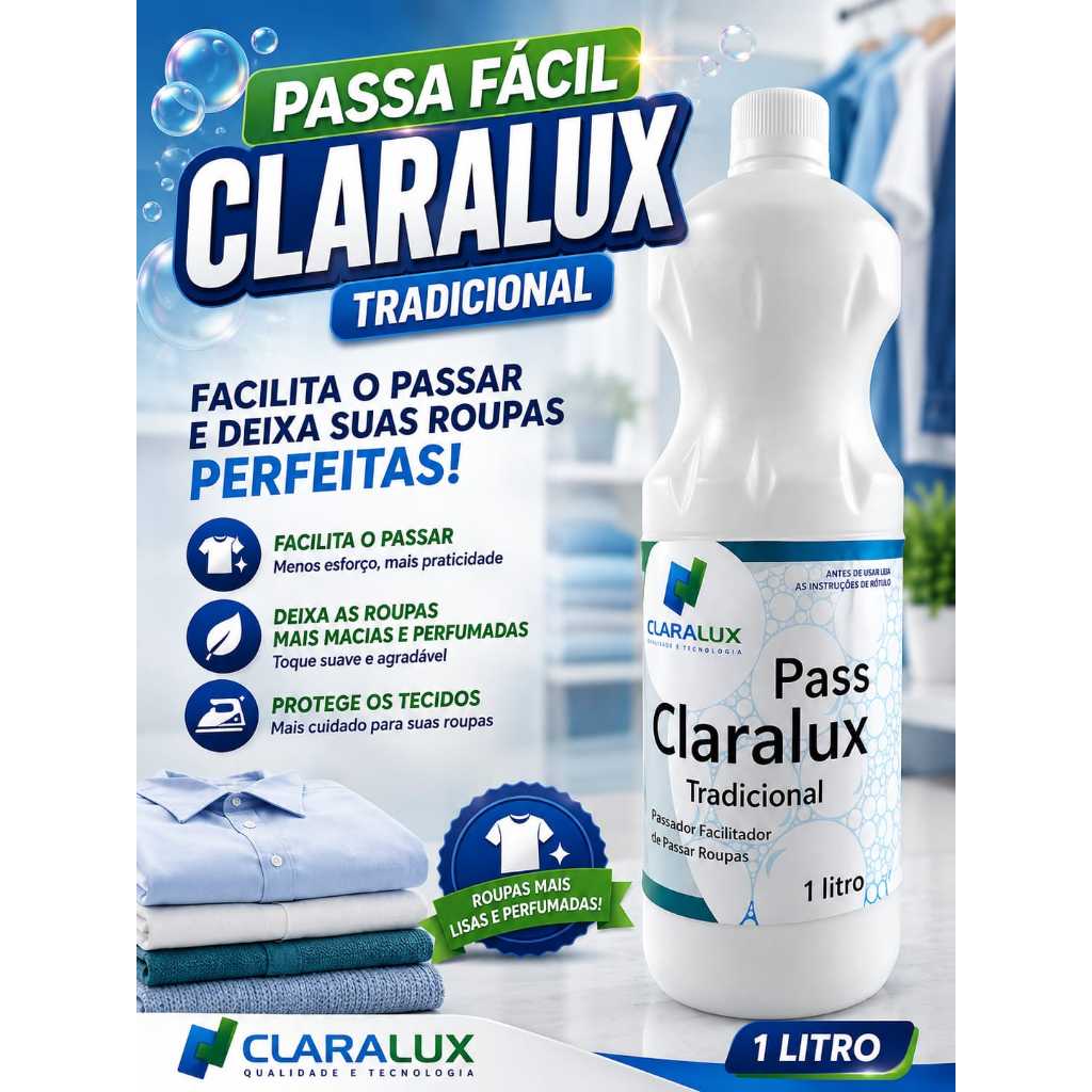 Odorizador facilitador passar roupa Claralux Pass 1L