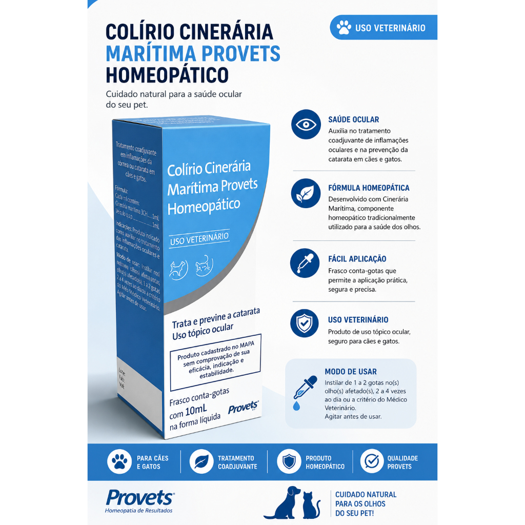 Homeopatico Cineraria Maritima Colirio 10 ml Provets - USO VET