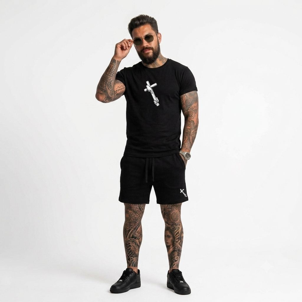 CONJUNTO MASCULINO CAMISETA ALGODÃO BERMUDA COM BOLSO MOLETOM FLANELADO CONFORTAVEL MODA VERÃO 2026 CB502