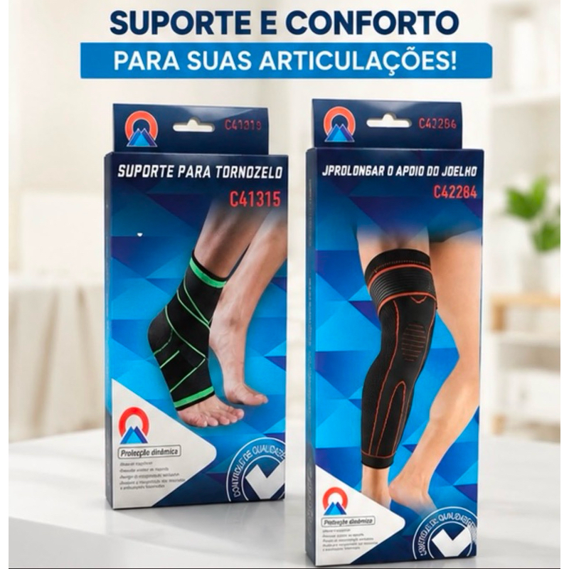 Joelheira ou Tornozeleira de Compressão Suporte Articular Esportiva