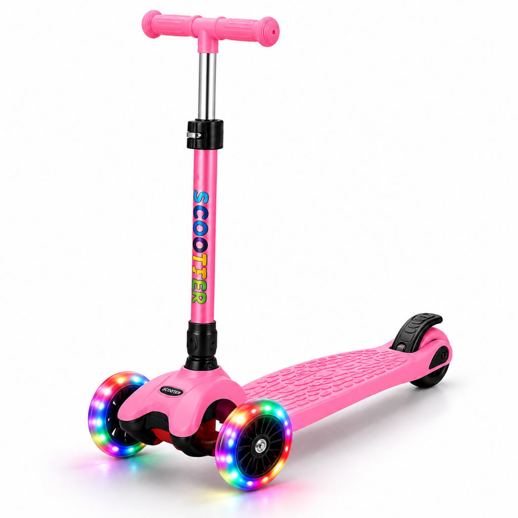 PATINETE INFANTIL 3 RODAS COM LED DOBRÁVEL GUIDÃO AJUSTÁVEL MENINA MENINO