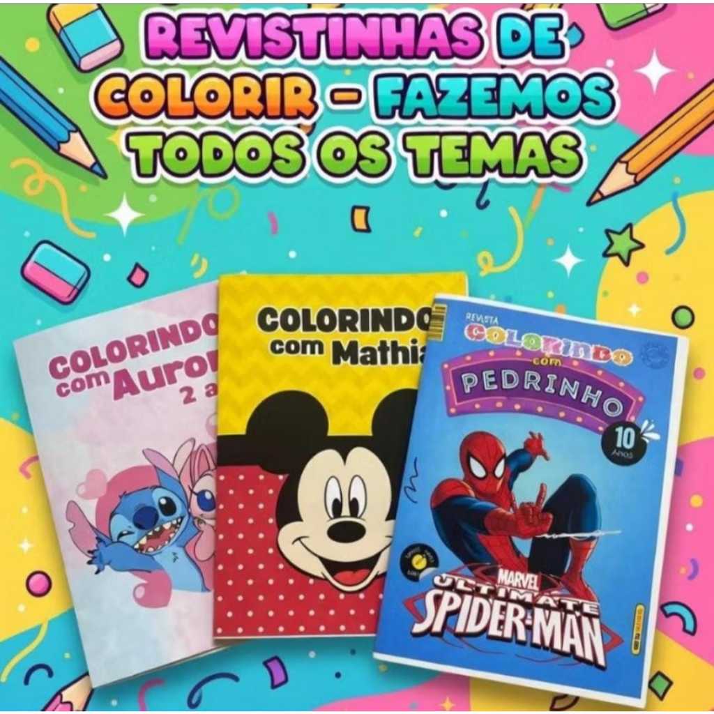 Mini Livro De Colorir Personalizado | Tamanho Aproximado 10x7 | Lembrancinha | Aniversário | Vários Temas