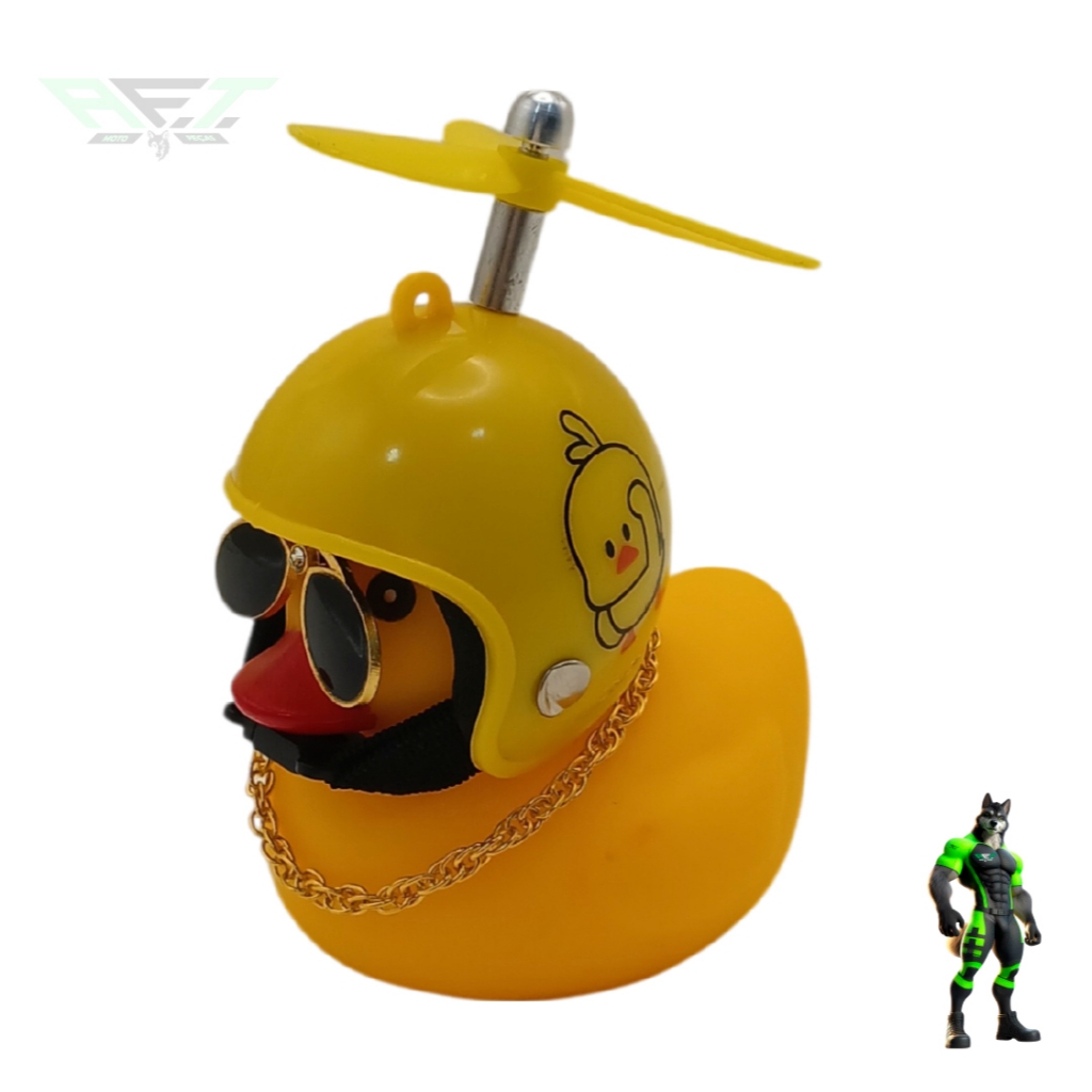 PATO PARA GUIDÃO MOTOQUEIRO - PATO COM LUZ DE BORRACHA CAPACETE · foto 2