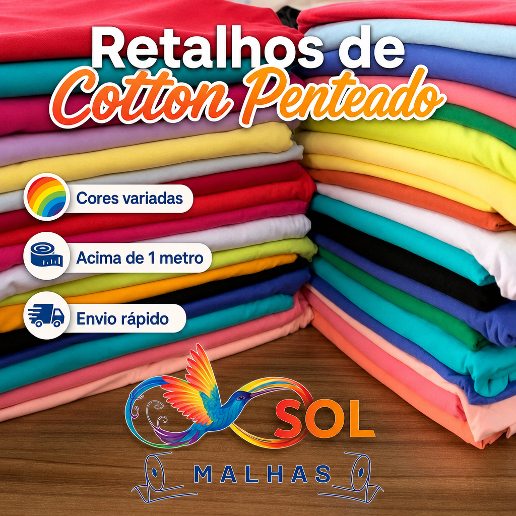 Retalhos Cotton Delicotton Liso 1Kg, Cotton Algodão