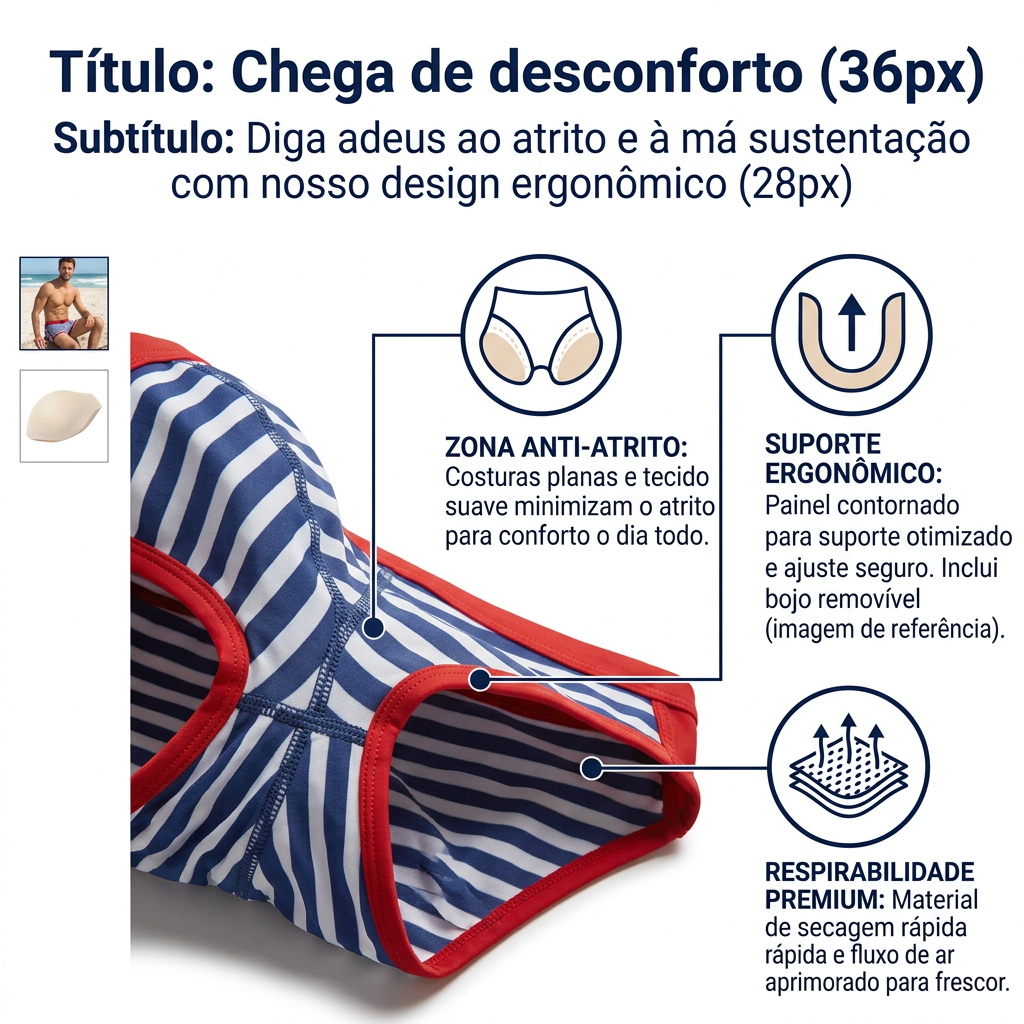 Z&D Lingerie Sungas Masculinas Cuecas Boxers Listras Apertadas U Convexo Respirável Confortável Com Bojo UDL116 · foto 2