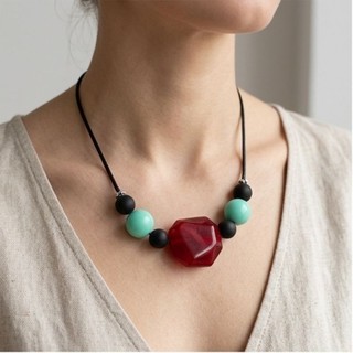 Colar colorido longo artesanal Maxi Colar Colar Hippie