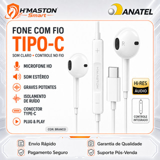 H'maston  Fone De Ouvido Com Fio Tipo C Fone Com Fio Fone Tipo C Fone De Ouvido Tipo C Fone De Fio Fone Ouvido RB02