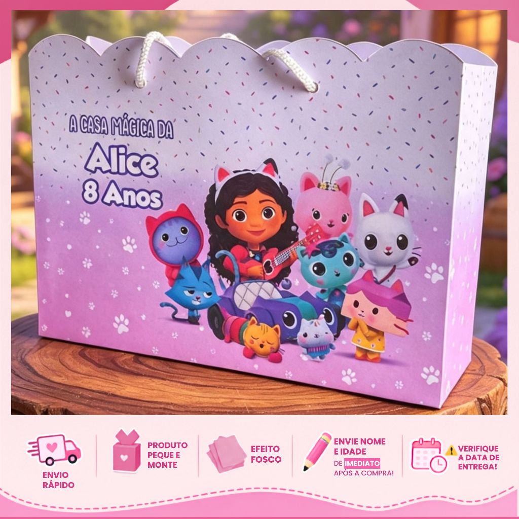 Sacolinha Para Lembrancinha Casa Mágica da Gabi Sacola Personalizada Aniversário Infantil Pegue e Monte