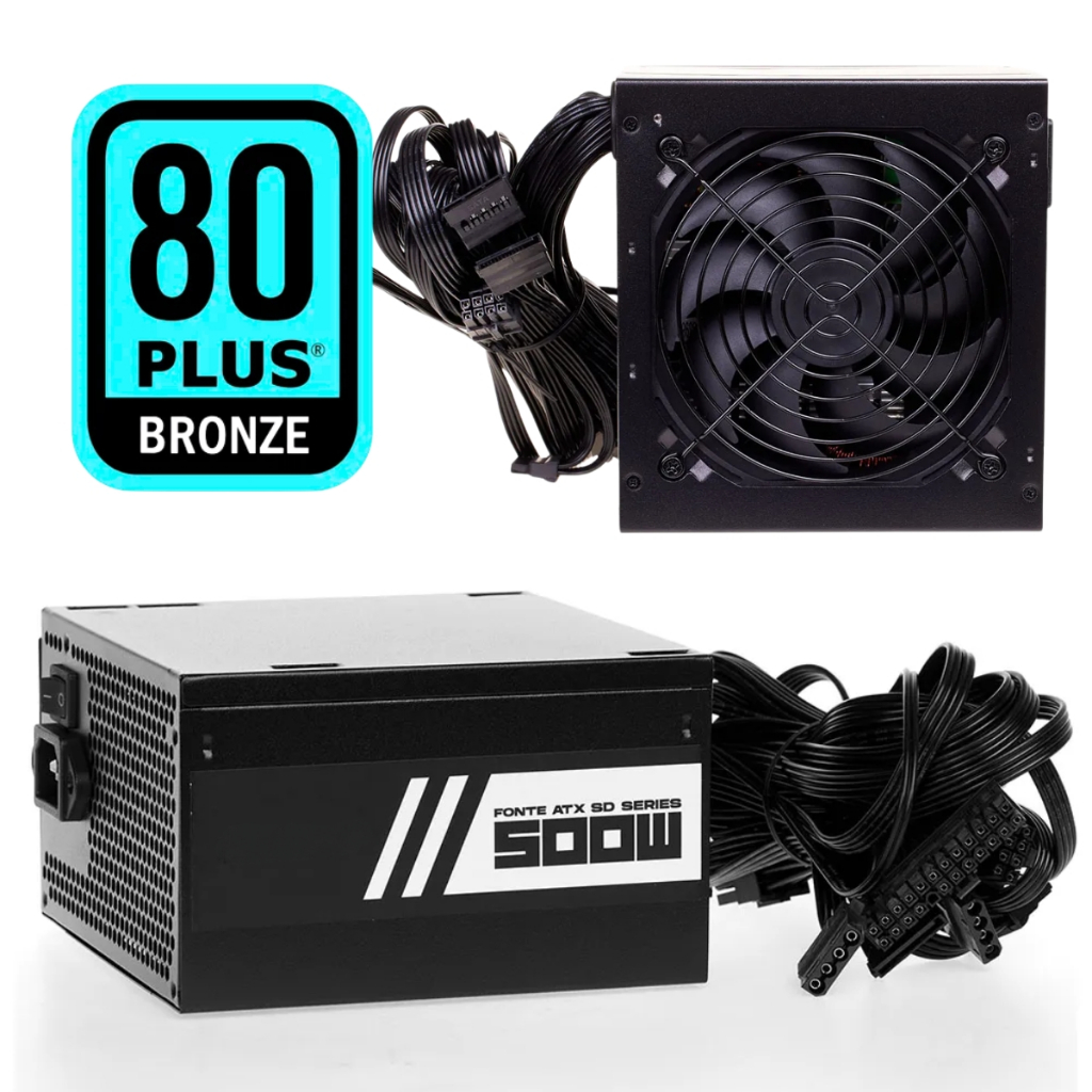 Fonte De Alimentação ATX 500W Bronze 80 Plus Steel Diamond Bivolt 100-240v PCF A