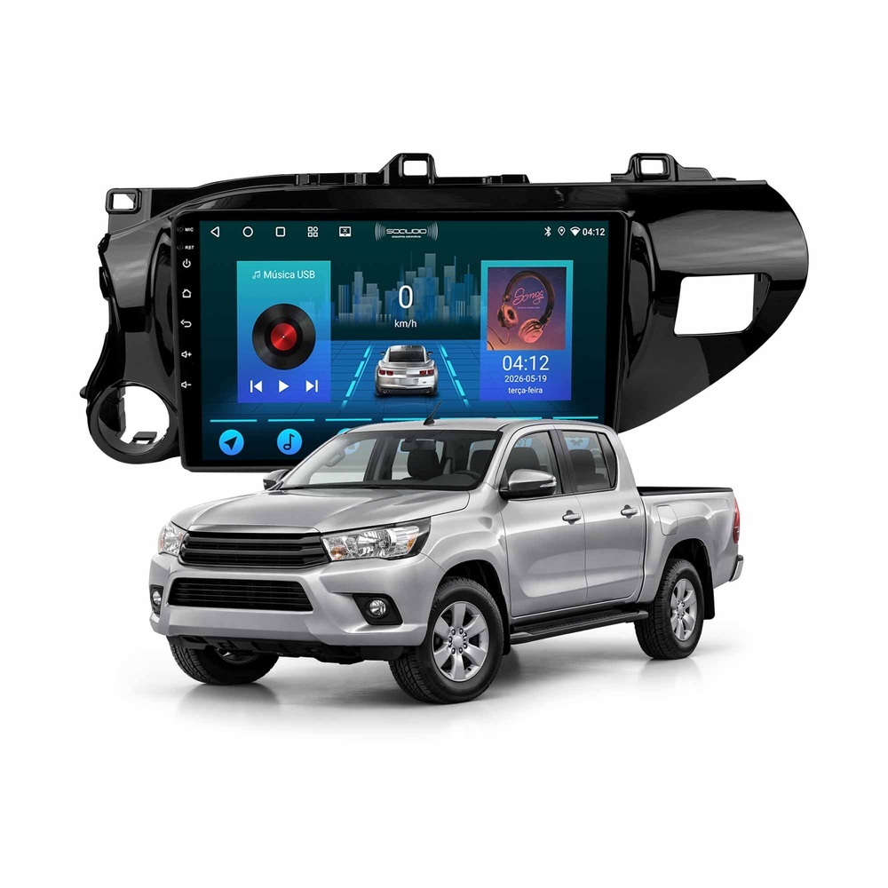 Central Multimídia 10" Toyota Hilux 2017 A 2024 Carplay Android Gps Qled