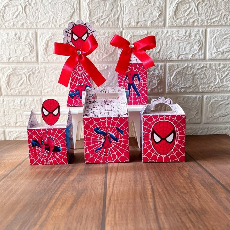 Kit Caixas Homem Aranha  personalizadas COM LAÇO / Lembrancinha de Festa /Aniversário / Homem Aranha