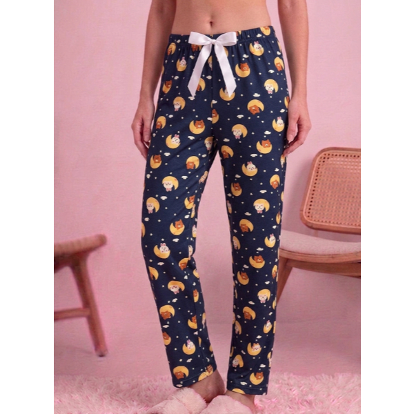 Calça de Pijama Avulsa Confortável Suede Longo Inverno Feminino Adulto