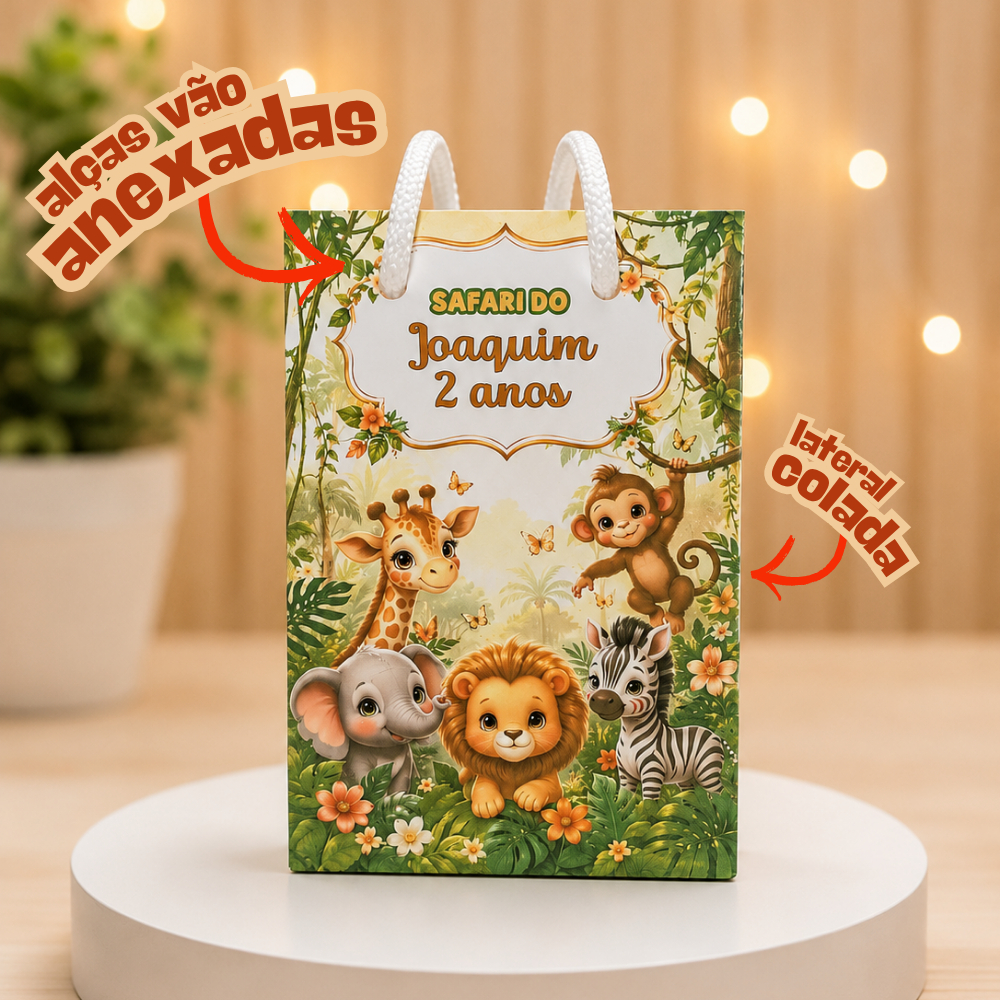 Sacolinha safari encantado personalizada - lembrancinha  - festa de aniversário