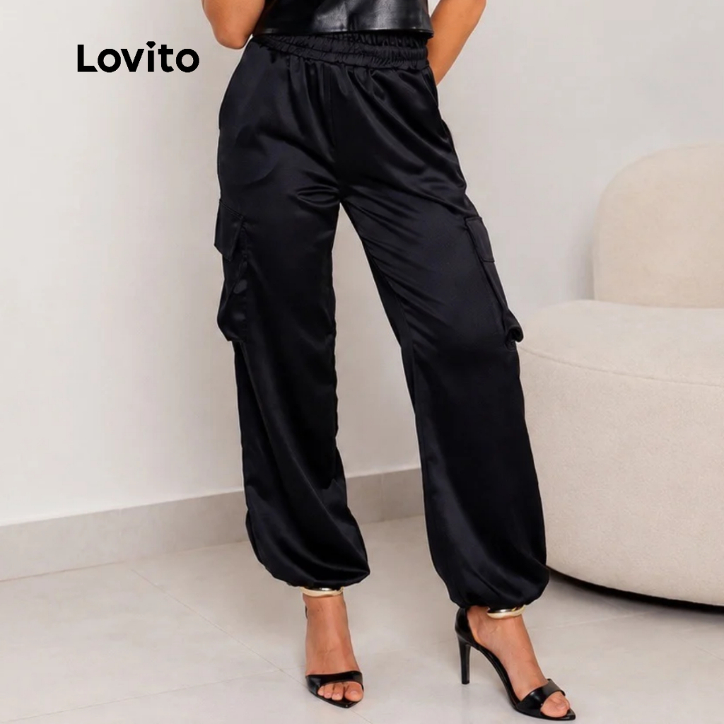 Lovito Calça Parachute Tactel Moda Feminina BRPTB16501680