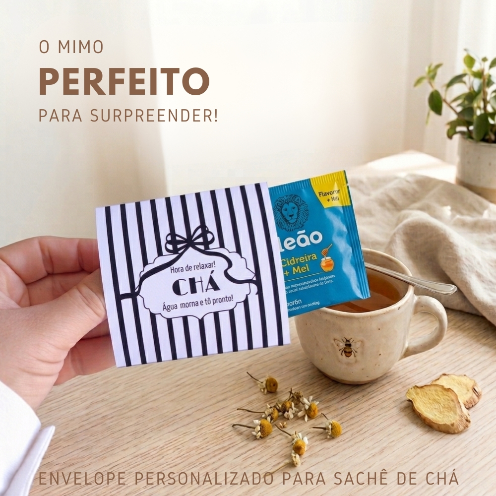 Personalizado para Chá envelope - Brinde Mimo para Cliente - Lembrancinha de Casamento Aniversário Maternidade