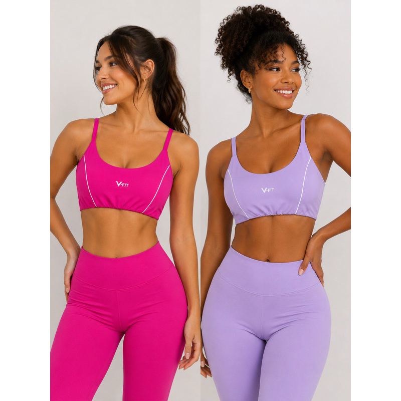 KIT 2 Top Slim  Academia Forro Duplo Poliamida Premium Alça Regulável Academia Alta Sustentação Bojo Removível P M G