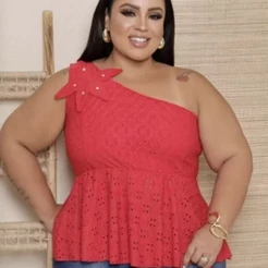 Blusinha Feminina Plus Size Manga Nula
