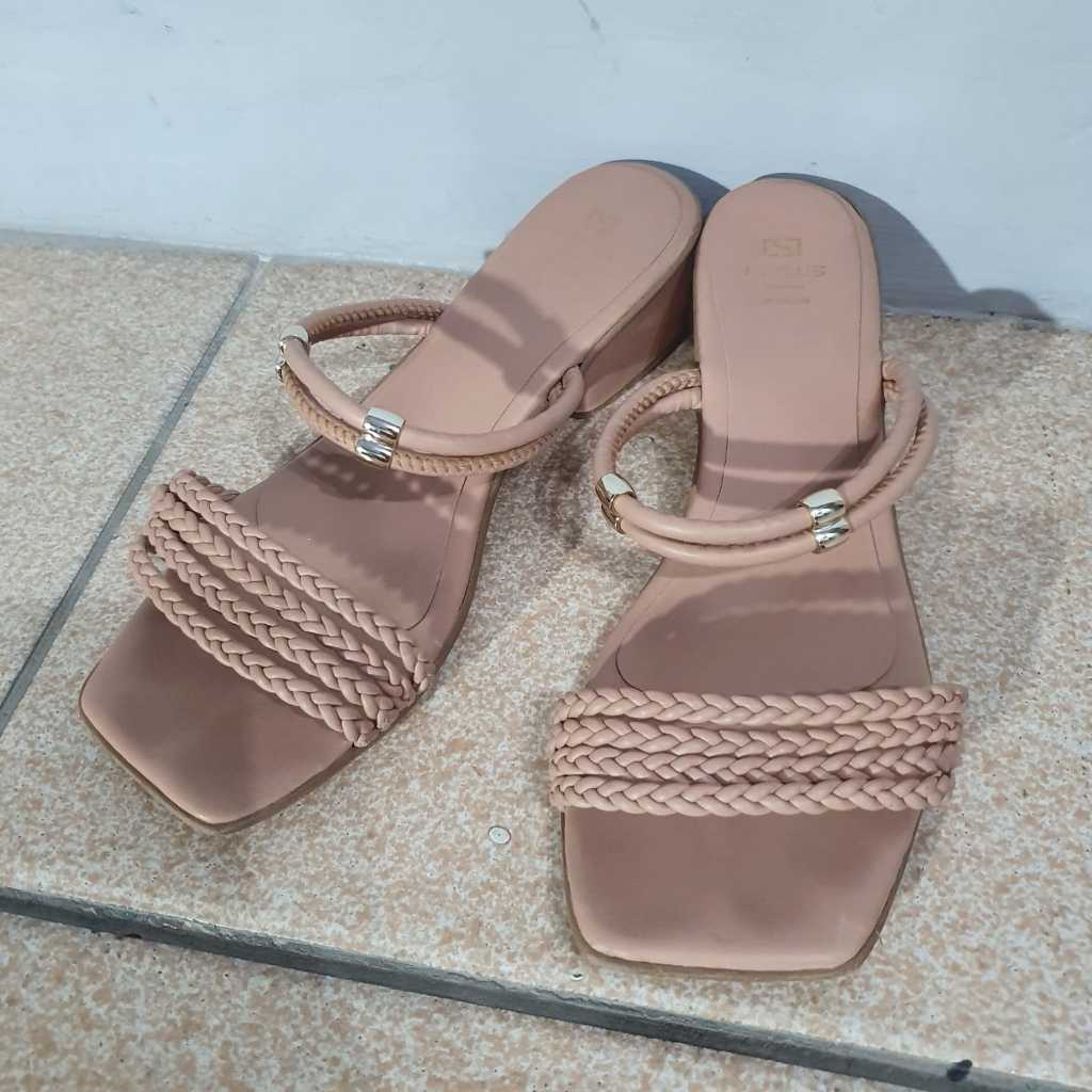 Sandália Feminina Salmão Tam 38 Elegante Casual Confortável Tiras Verão - Casual - Moda - Dia a dia