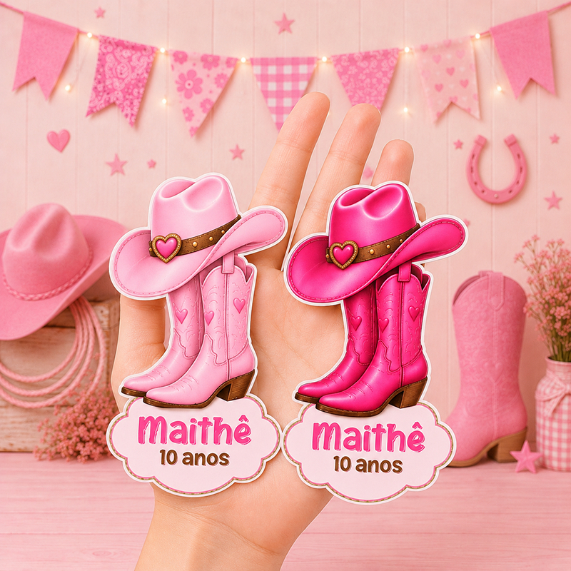 Tags Aplique para Tubete Personalizado Boiadeira  Country | Cowgirl  Festa Infantil  Lembrancinha Aniversário