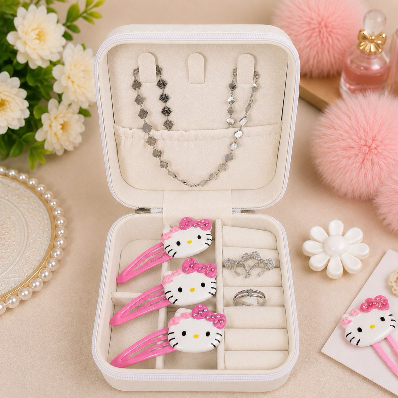 Kit Presente para Menina | Dia das Crianças| Presilhas Hello Kwitty| Porta Joias| Lembrancinha para dia das crianças