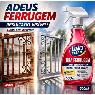 Tira Ferrugem Uno Clean 500Ml Removedor Ferrugem Metais Inox Azulejos Rejunte Pisos Oxidacao