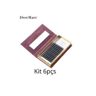 Kit 6 Cílios 5D W Preto Decemars – Extensão de Cílios – 12 Linhas por Bandeja