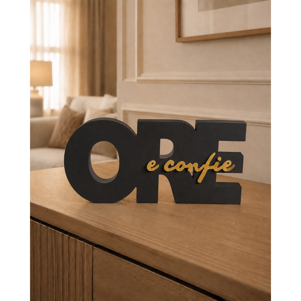 Ore e Confie Enfeite Decorativo Palavra Mesa Decoração Cristã Fé Religiosa Presente Evangélico Gospel Aparador