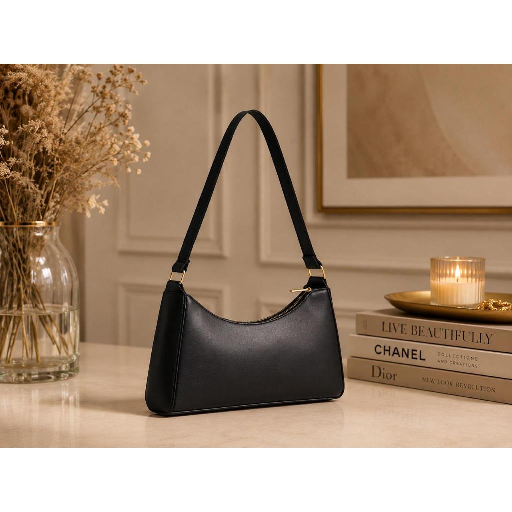 Bolsa Feminina Baguete De Mão Pequena Couro Reforçado